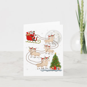 Lambs Sheep Santa Sleigh Flying Funny Magical Chri Karte