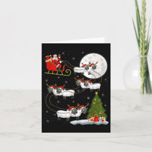 Lambs Sheep Santa Sleigh Flying Funny Magical Chri Karte