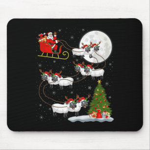 Lambs Sheep Santa Sleigh Flying Funny Magical Chri Mousepad