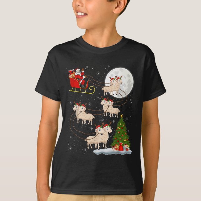 Lambs Sheep Santa Sleigh Flying Funny Magical Chri T-Shirt (Vorderseite)