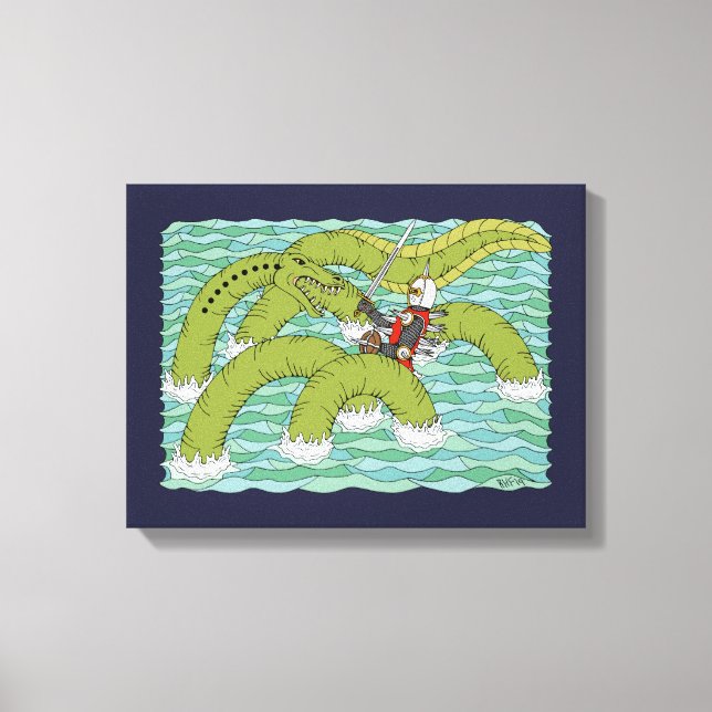 Lambton Worm und Knight Leinwanddruck (Vorderseite)
