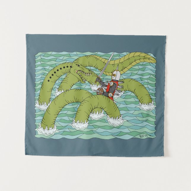 Lambton Worm und Knight Wandteppich (Vorderseite (Horizontal))