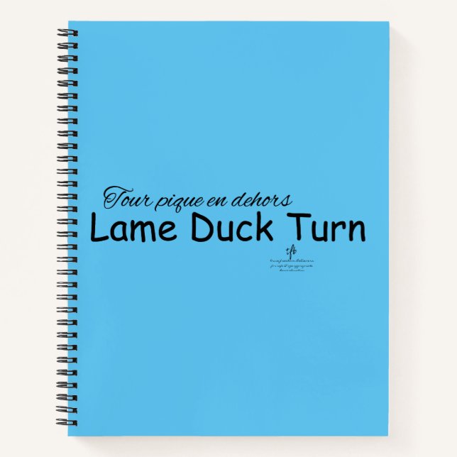 Lame Duck Turn Sky Blue und Black Notizbuch (Vorderseite)