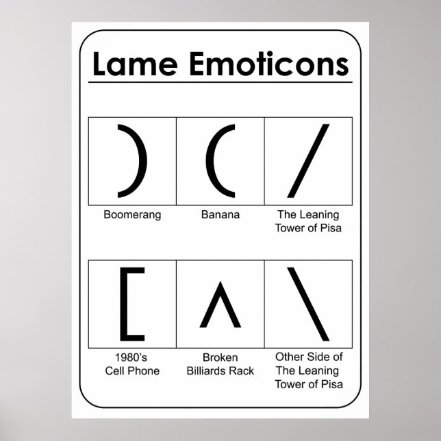 Lame Emoticons Chart Lustiges Poster (Vorne)
