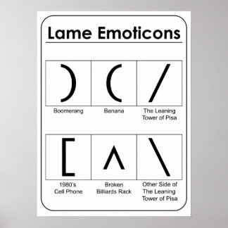 Lame Emoticons Chart Lustiges Poster