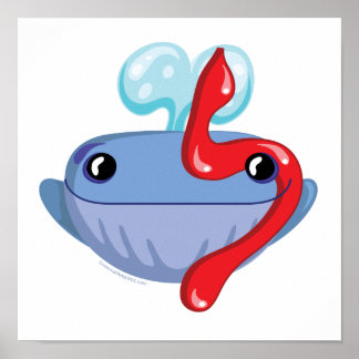 Lamed Hebrew Aleph Bet (Alphabet) Whale Print Poster