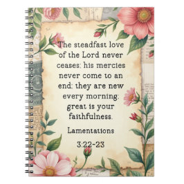 Lamentations 3:22–23 Vintage Floral Design Notizblock