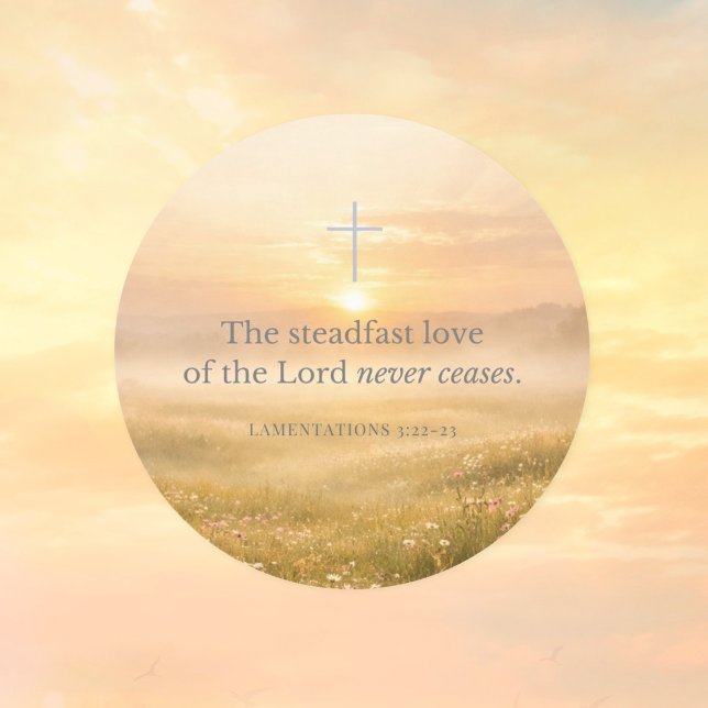 Lamentations 3:22 Christian Faith Bible Verse Runder Aufkleber (Von Creator hochgeladen)