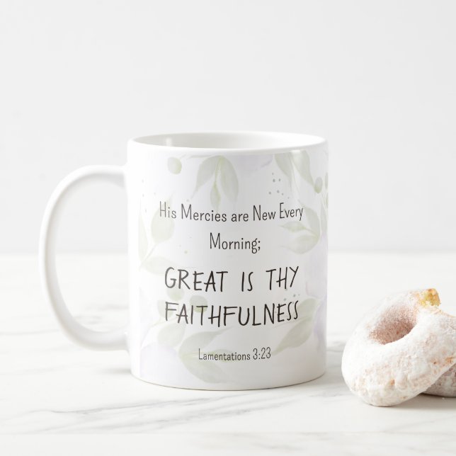 Lamentations 3:23  Religious Inspirational Quote Kaffeetasse (Mit Donut)
