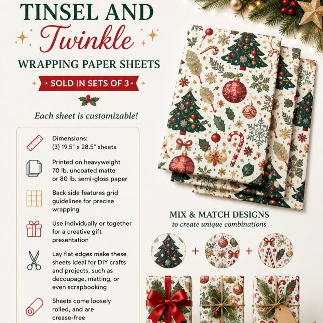 Lametta und Glanz Geschenkpapier Set (Von Creator hochgeladen)