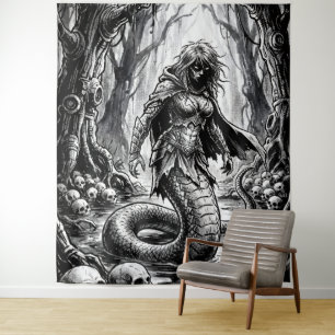 Lamia, die Schlangenkönigin der Schädel Wandteppich