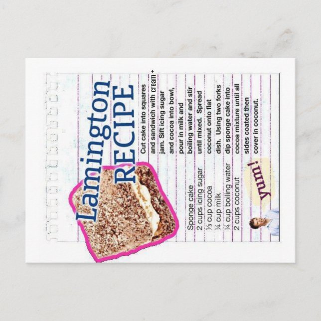 Lamington Recipe Postkarte (Vorderseite)