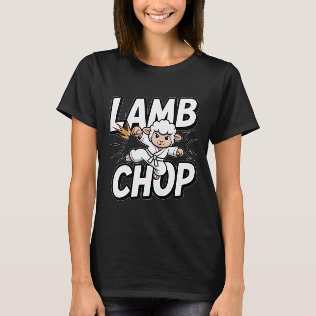 Lamm Chop! Lustiges Karate-Lamm im Gi T-Shirt (Vorderseite)