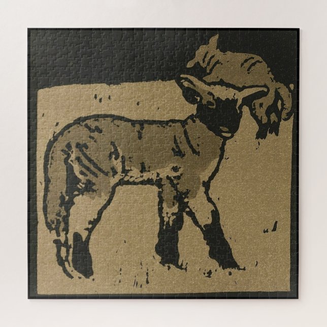 Lamm - Darstellung der Square Animals Jigsaw Puzzl Puzzle (Horizontal)