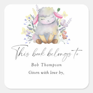 Lamm - dieses Buch gehört Quadratischer Aufkleber