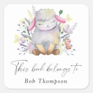 Lamm - dieses Buch gehört Quadratischer Aufkleber