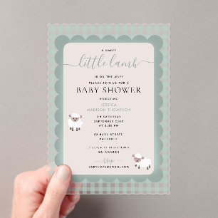 Lamm-Farm-Party-Tiere Blue Boy Baby Shower Acryleinladungen