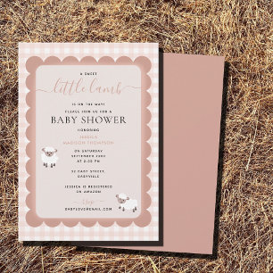 Lamm-Farm-Party-Tiere Rosa Mädchen Baby Shower Einladung