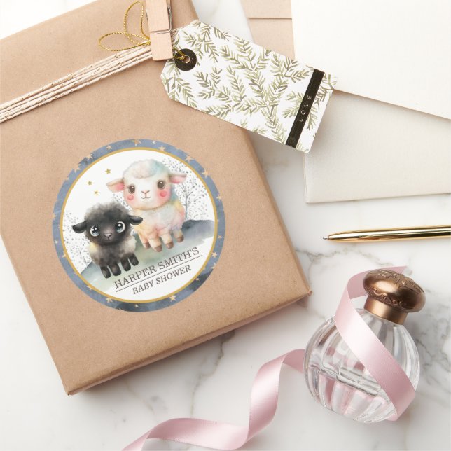 Lamm Gender Neutral Baby Shower Runder Aufkleber (Schenken)