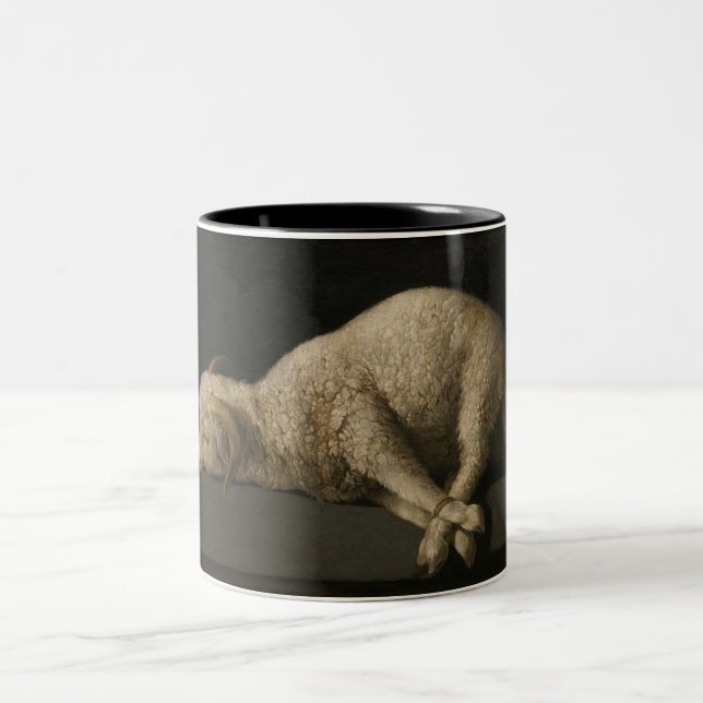 Lamm Gottes (Agnus Dei) (Opfertier) Zweifarbige Tasse (Mittel)