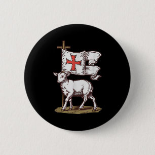 Lamm Gottes Christliches Symbol Des Glaubens Sieg Button