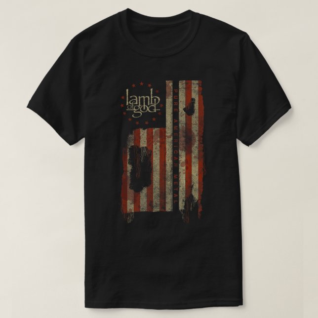 Lamm Gottes Reine amerikanische Metallflagge T-Shirt (Design vorne)