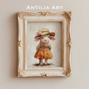 Lamm in Rock, Vintages Farmschaf Poster