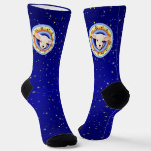 Lamm in Zodiac Wheel Socken