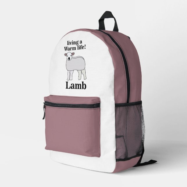 Lamm lebt ein warmes Leben Bedruckter Rucksack (Rückseitige Ecke Rechts)