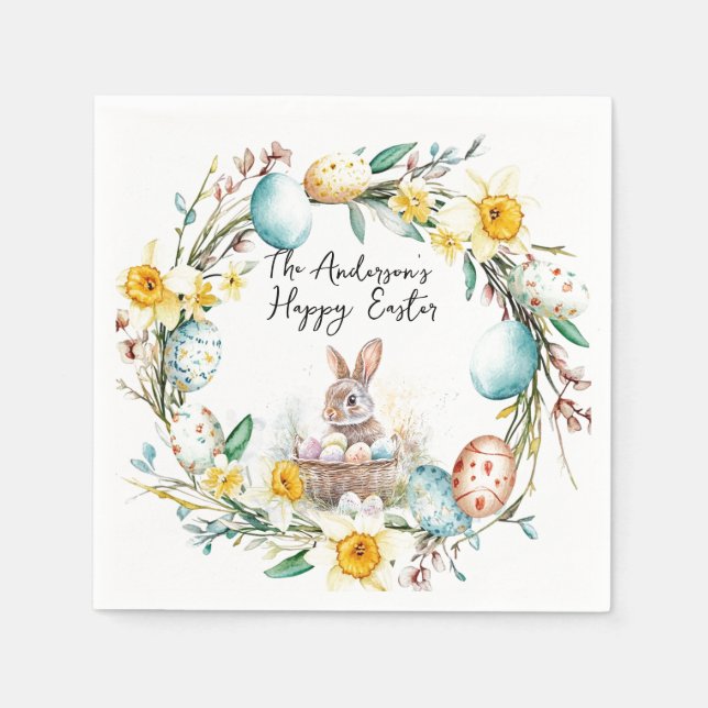 Lamm mit Crosss-I-Eiern und blumengeschmückten Ost Serviette (Vorderseite)