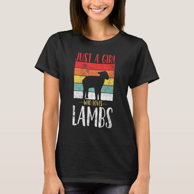 Lamm nur ein Mädchen, das Lieben Lambs Retro Vinta T-Shirt (Vorderseite)