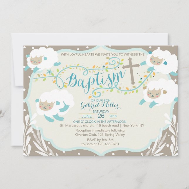 Lamm-Taufe Einladung (Vorderseite)