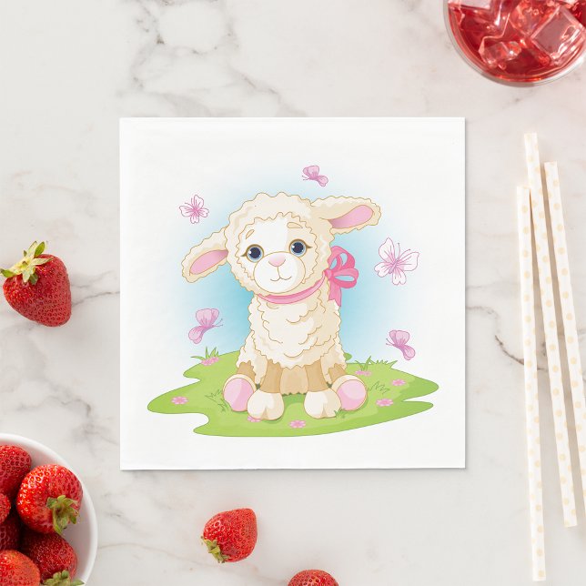 Lamm und Schmetterlinge Serviette (Von Creator hochgeladen)