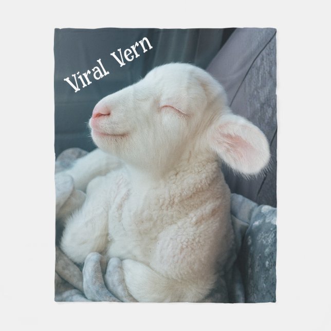 Lamm Viral Vern süße Persönlichkeit  Fleecedecke (Vorderseite)