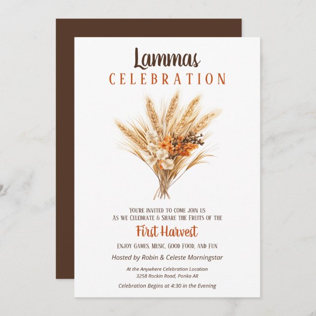 Lammas Pagan Fall Harvest Wheat Bouquet Einladung (Vorne/Hinten)