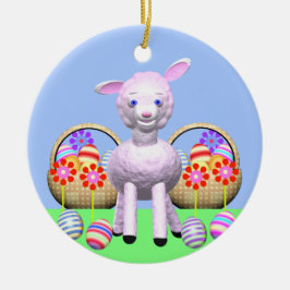 Lämmer, Blume und Körbe für verspielte Ostern Keramikornament