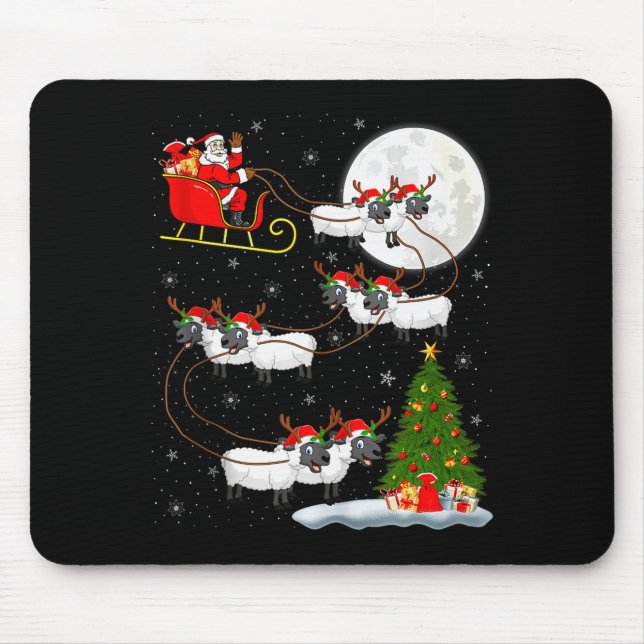 Lämmer Schafe Santa Schlitten Fliegend Lustig Magi Mousepad (Vorne)