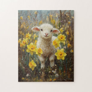 Lammfarbe Gelbe Daffodien Puzzle