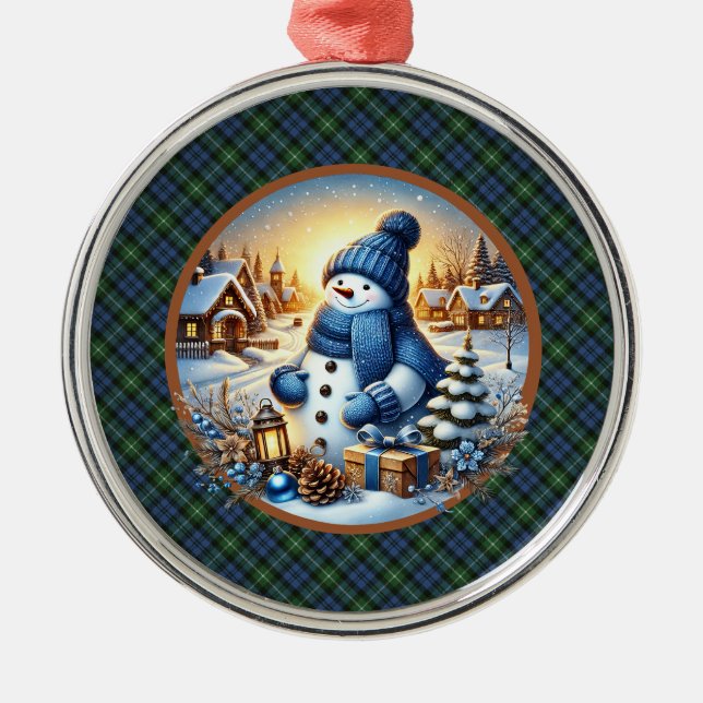 Lamont Ancient  Scottish Tartan Christmas Ornament Aus Metall (Vorne)