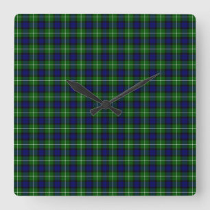 Lamont tartan blue green plaid quadratische wanduhr
