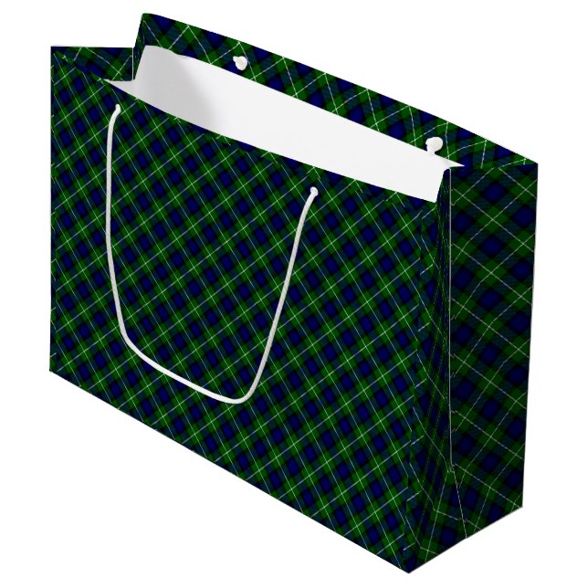 Lamont tartan blue kariert große geschenktüte (Vorderseite Schrägansicht)