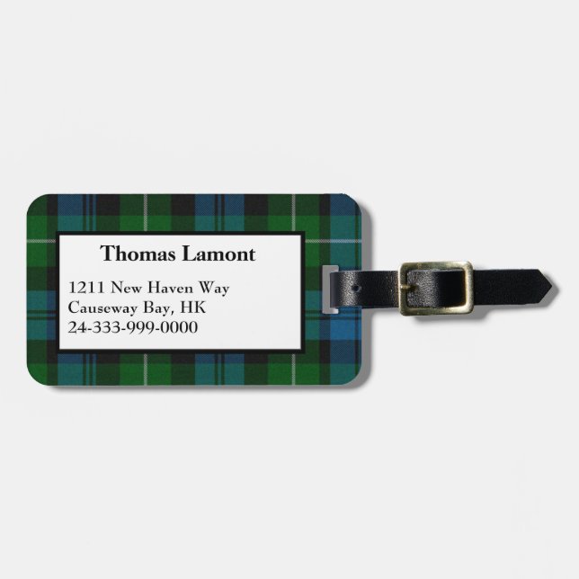 Lamont Tartan Karierte Gepäckmarke Gepäckanhänger (Vorderseite horizontal)