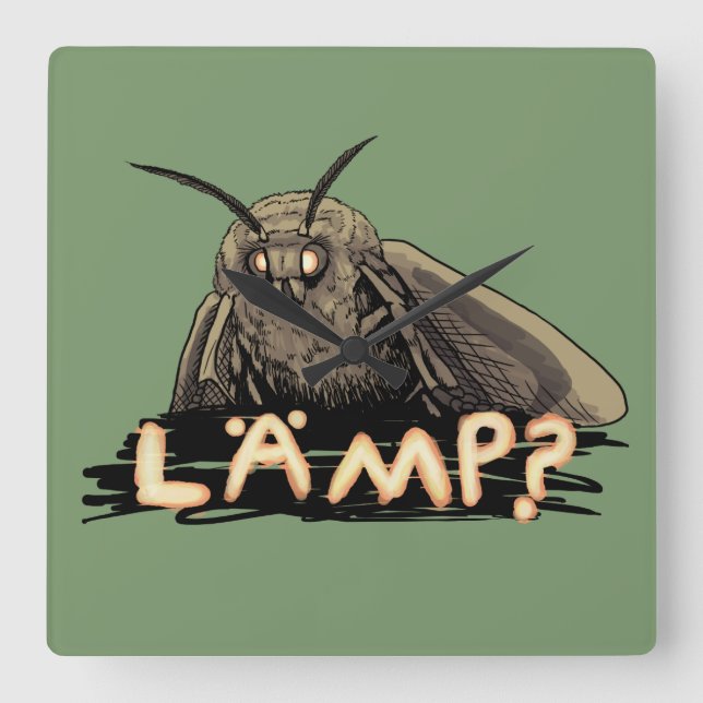 Lamp? Moth Meme Quadratische Wanduhr (Vorderseite)