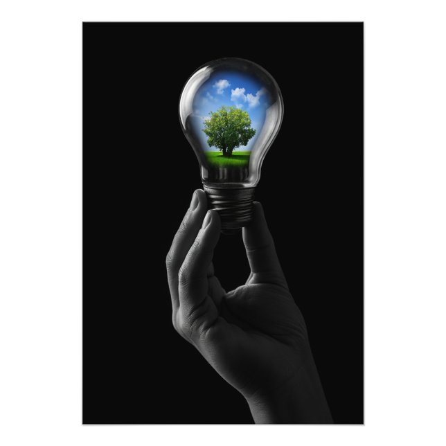 Lamp with a tree for a sustainable future fotodruck (Vorne)