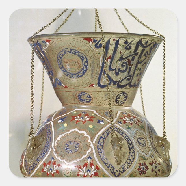 Lampe, aus der Moschee von Sultan Hasan, Kairo Quadratischer Aufkleber (Vorderseite)