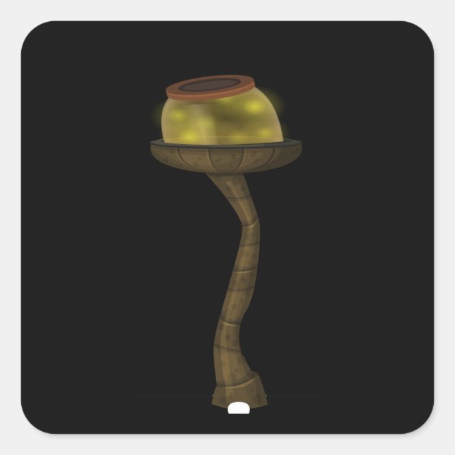 Lampe aus Glitchmöbeln mit Glühbirne Quadratischer Aufkleber (Vorderseite)