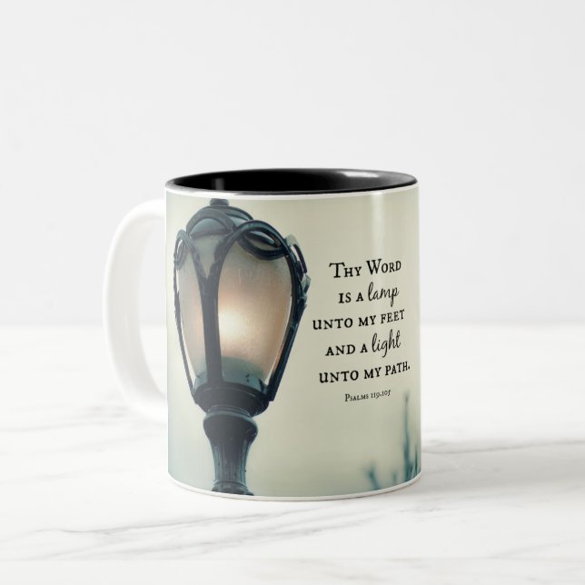 Lampe zu meinem Füße, Licht zu meinem Weg Bibel Ve Zweifarbige Tasse (Vorderseite Links)