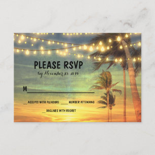 Lampen Strand Sonnenuntergang Hochzeit RSVP Karten