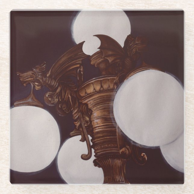 Lampenlicht aus Dämonen Glasuntersetzer (Vorderseite)