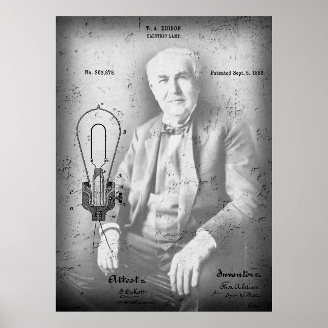 Lampenpatent - Edison 1882 Poster (Vorne)